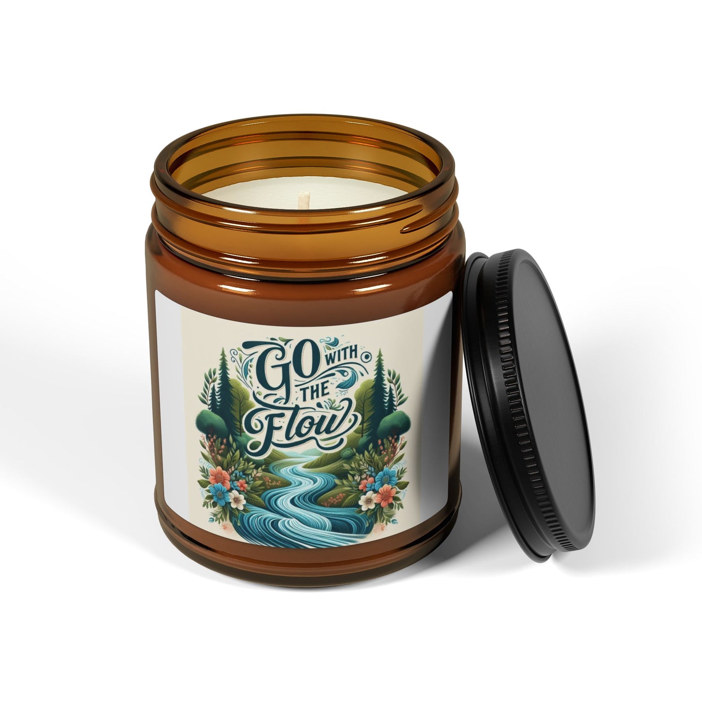 SC- Go With the Flow Scented Soy Candle (Multi-Size, Amber Jar)