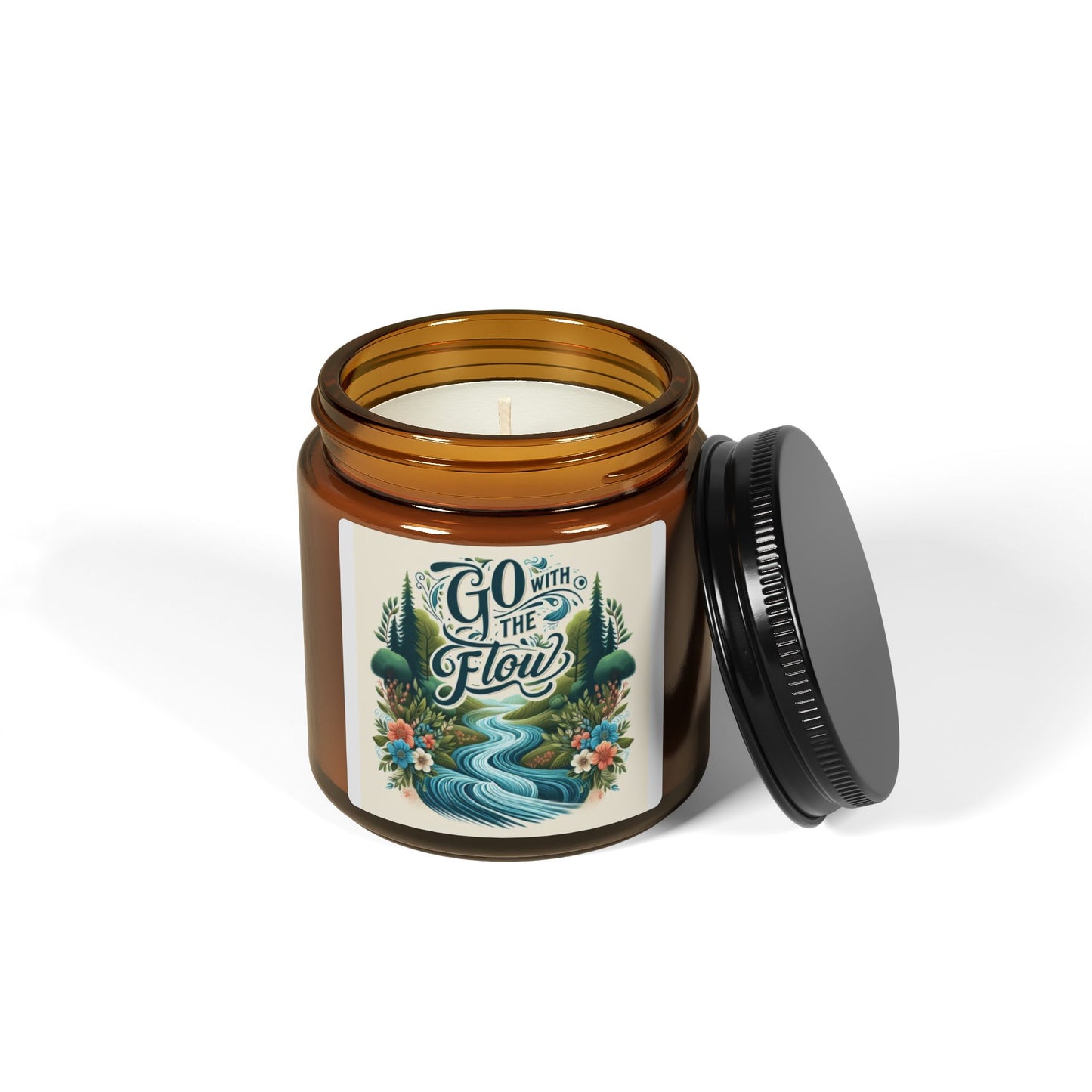 SC- Go With the Flow Scented Soy Candle (Multi-Size, Amber Jar)