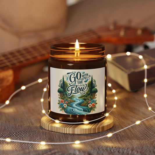 SC- Go With the Flow Scented Soy Candle (Multi-Size, Amber Jar)