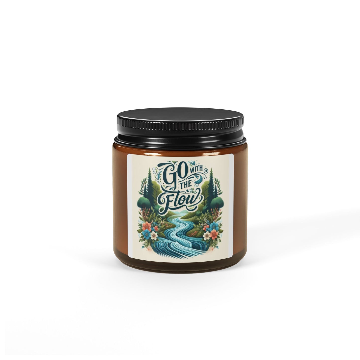 SC- Go With the Flow Scented Soy Candle (Multi-Size, Amber Jar)