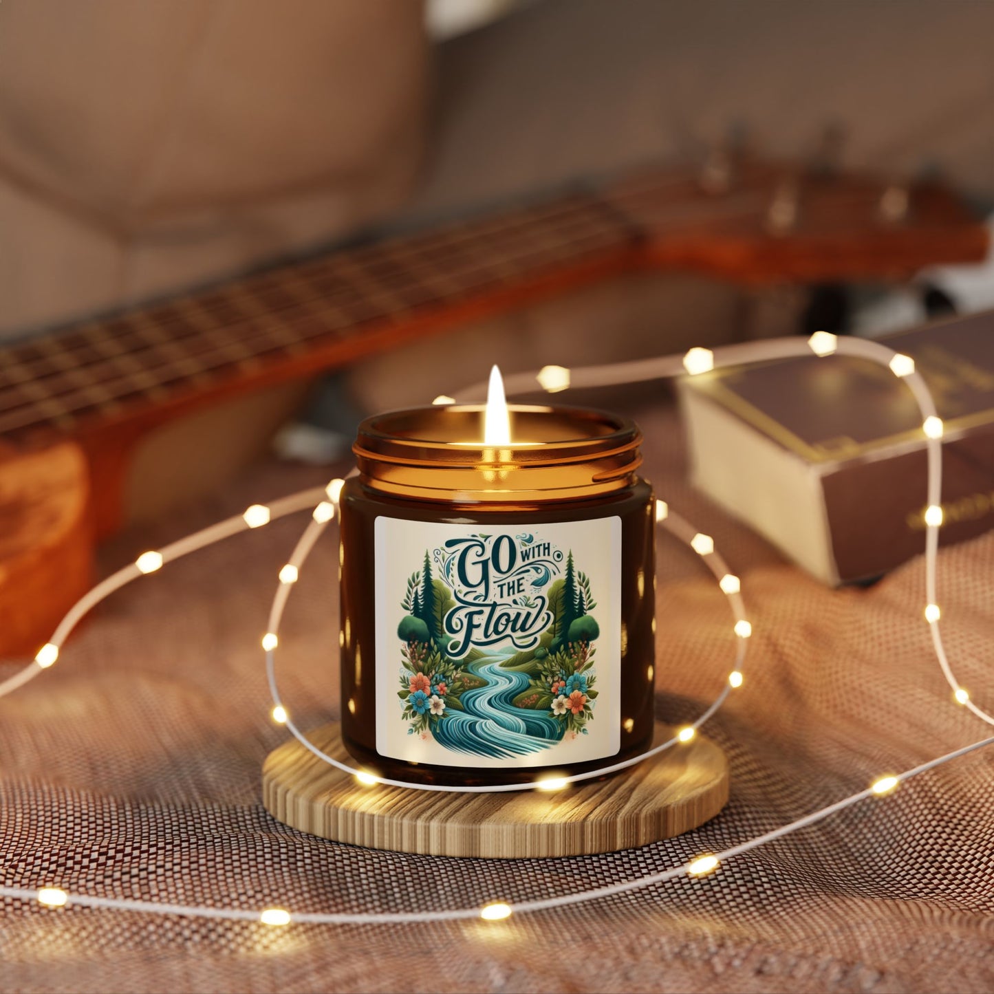 SC- Go With the Flow Scented Soy Candle (Multi-Size, Amber Jar)