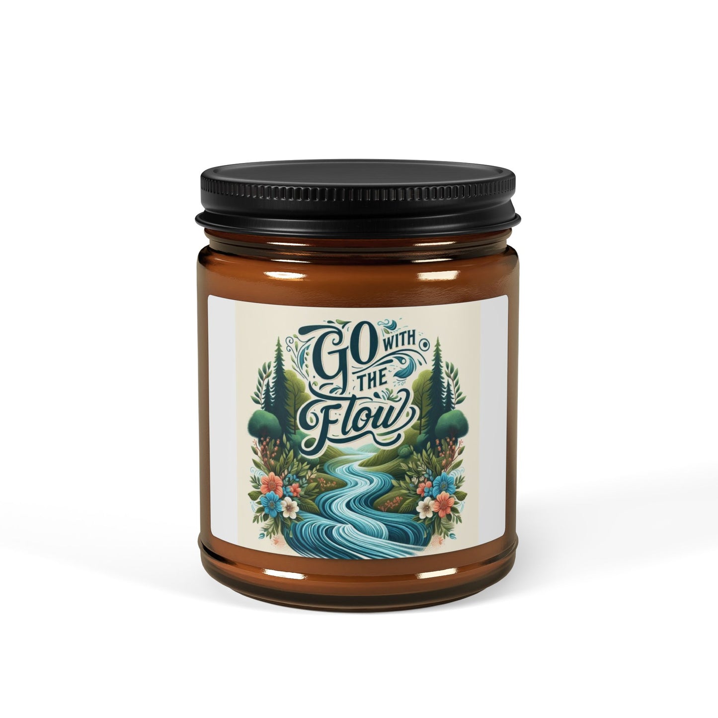 SC- Go With the Flow Scented Soy Candle (Multi-Size, Amber Jar)